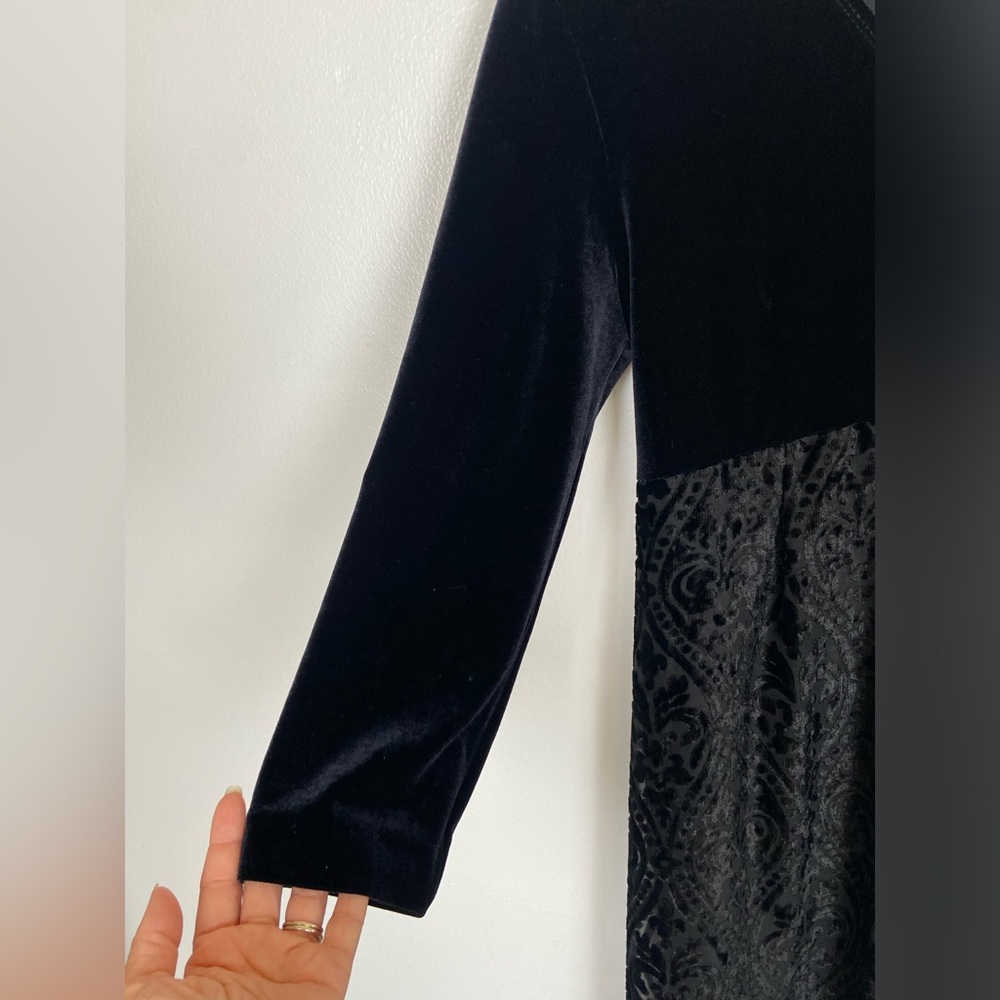 Carole Little Bourn Out Velvet Maxi Dress 10‎ Black Long Sleeves Whimsigoth USA - Picture 7 of 14